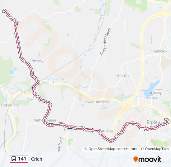 Bus 141 Route Map 141 Route: Schedules, Stops & Maps - Crich (Updated)