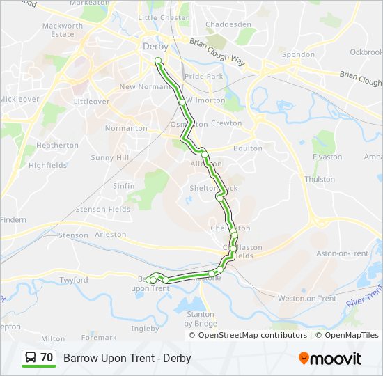 Bus 70 Route Map 70 Route: Schedules, Stops & Maps - Barrow Upon Trent (Updated)