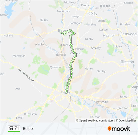 Bus 71 Route Map 71 Route: Schedules, Stops & Maps - Belper (Updated)