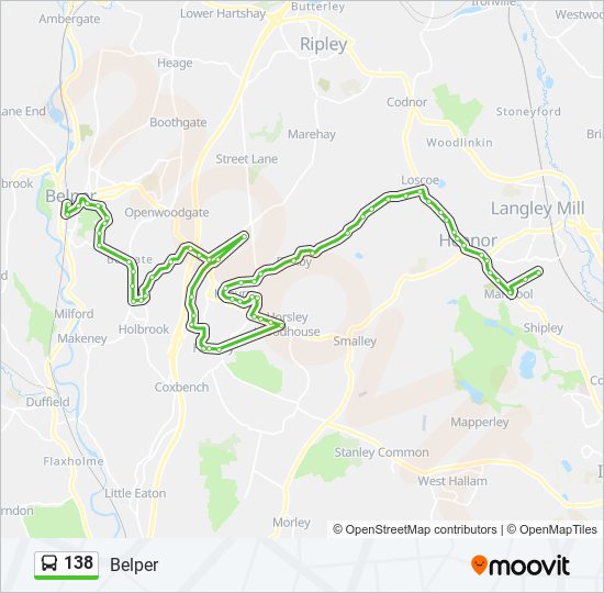 Bus 138 Route Map 138 Route: Schedules, Stops & Maps - Belper (Updated)