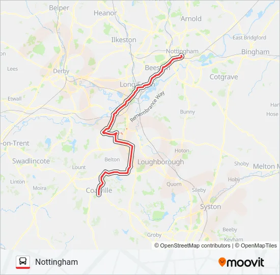 SKYLINK NOTTINGHAM Bus Line Map