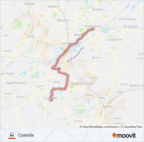 SKYLINK NOTTINGHAM Bus Line Map