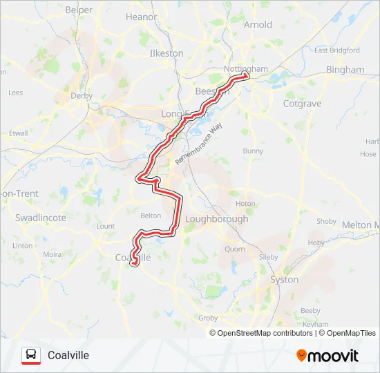 SKYLINK NOTTINGHAM Bus Line Map