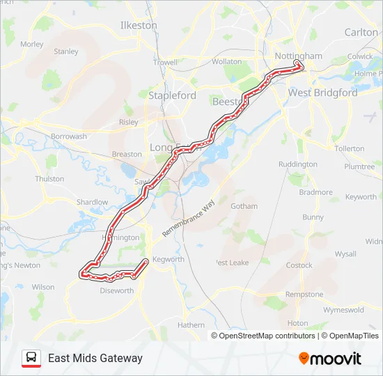 SKYLINK NOTTINGHAM Bus Line Map