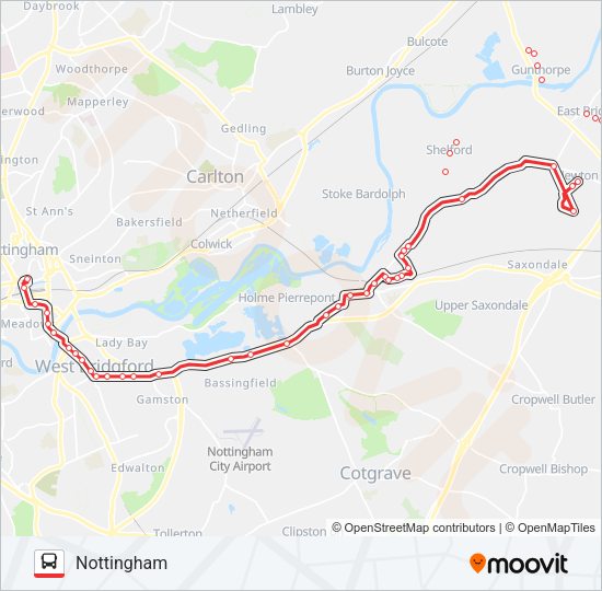 RUSHCLIFFE VILLAGER Bus Line Map