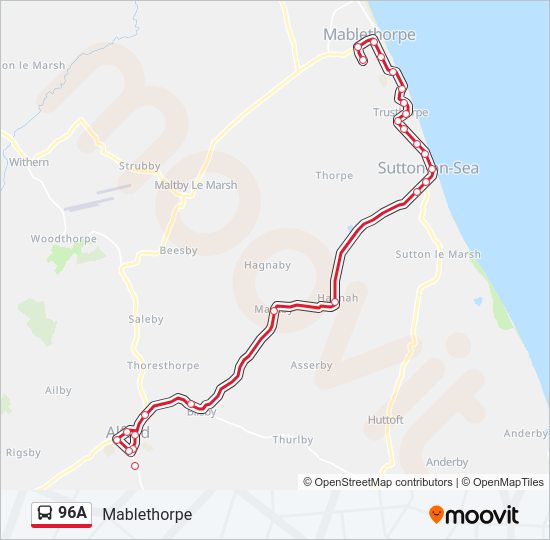 96A Bus Line Map