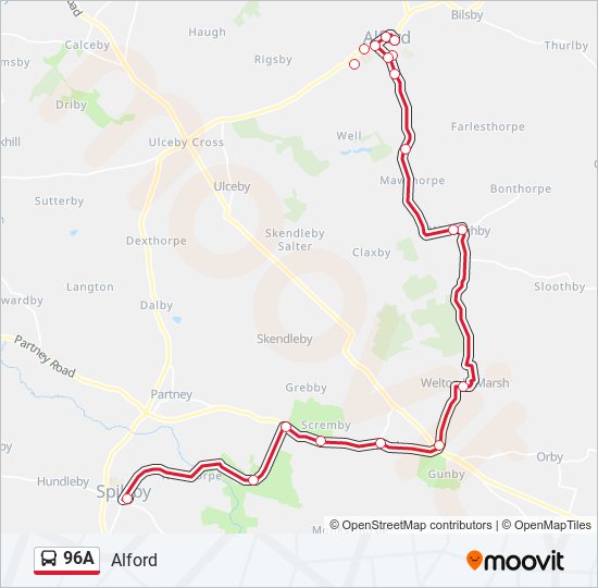 96A bus Line Map