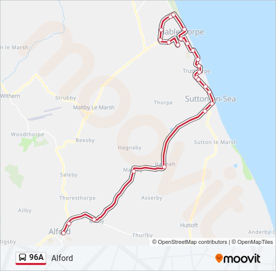 96A Bus Line Map