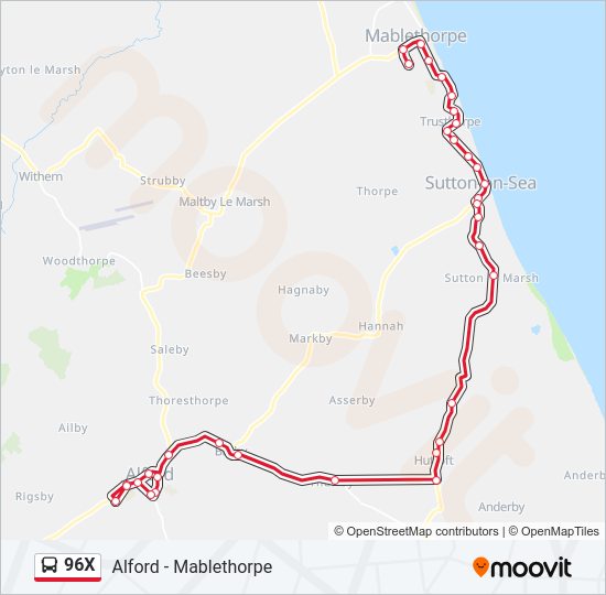 96X Bus Line Map