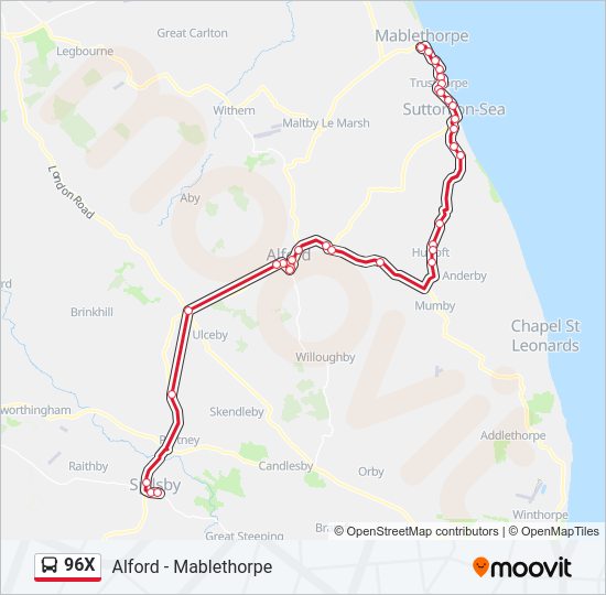 96X Bus Line Map