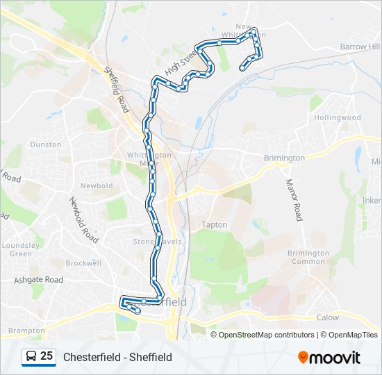 Bus 25 Route Map 25 Route: Schedules, Stops & Maps - Chesterfield (Updated)