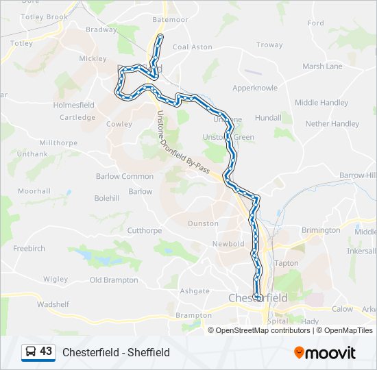 Bus 43 Route Map 43 Route: Schedules, Stops & Maps - Dronfield (Updated)