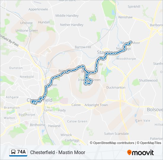 74A bus Line Map