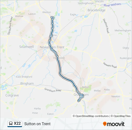 X22 Bus Line Map