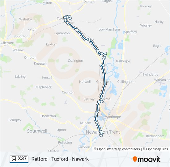 X37 Bus Line Map