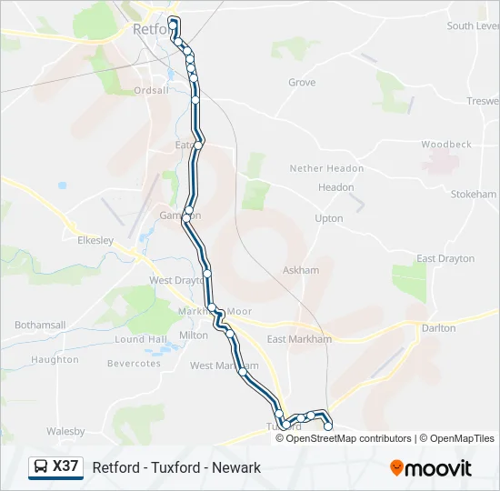 X37 Bus Line Map