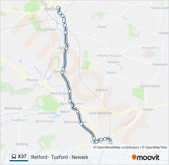 X37 Bus Line Map