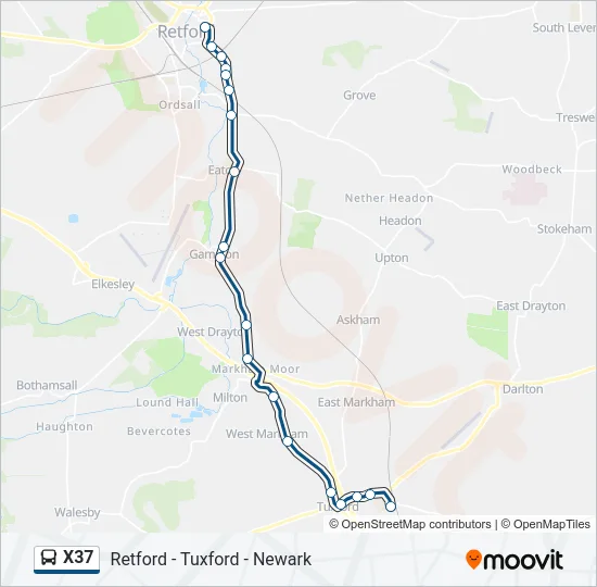 X37 Bus Line Map