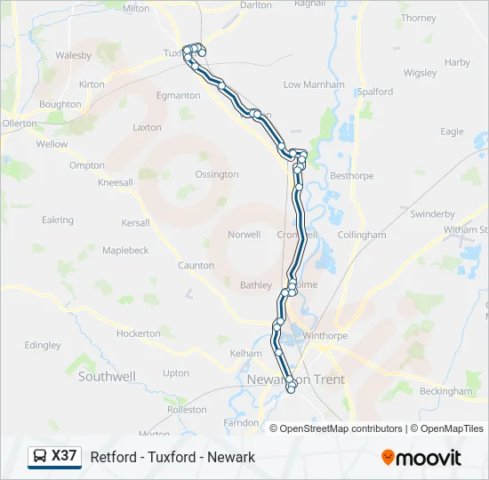 X37 Bus Line Map