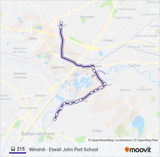 215 bus Line Map