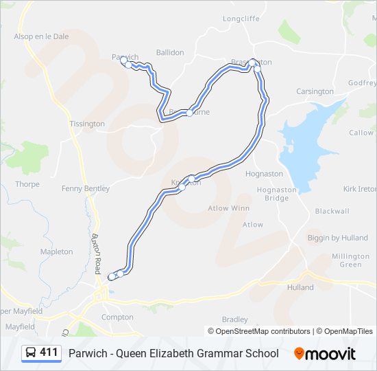 411 bus Line Map