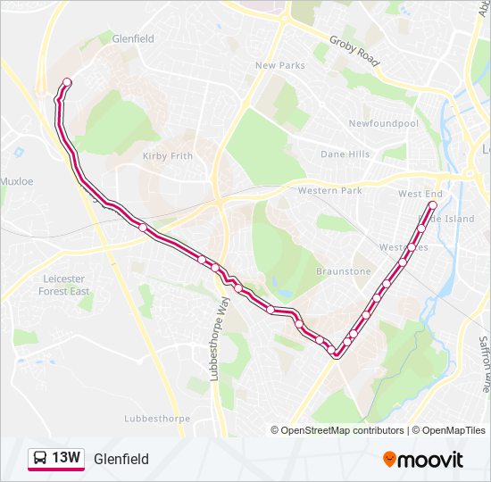 13W Bus Line Map