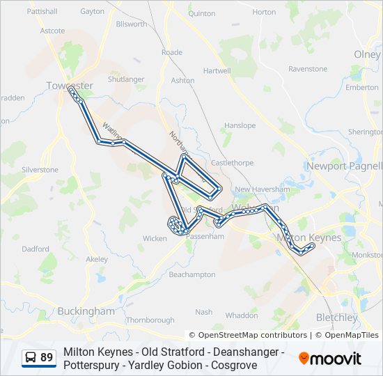 Bus 89 Route Map 89 Route: Schedules, Stops & Maps - Towcester (Updated)