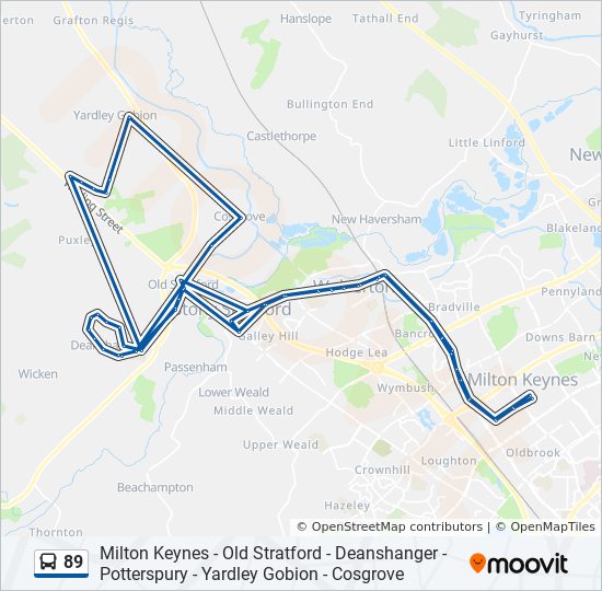 Bus 89 Route Map 89 Route: Schedules, Stops & Maps - Central Milton Keynes (Updated)