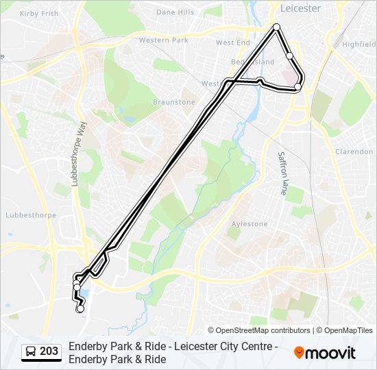 203 bus Line Map