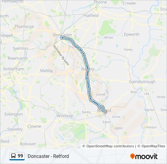 Bus 99 Route Map 99 Route: Schedules, Stops & Maps - Doncaster Town Centre (Updated)