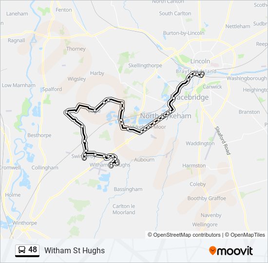 Bus 48 Route Map 48 Route: Schedules, Stops & Maps - Witham St Hughs (Updated)