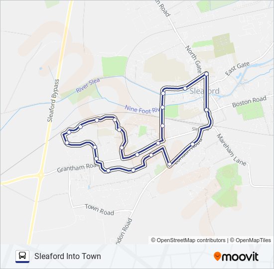 IT2|SLEAFORD INTO TOWN Bus Line Map