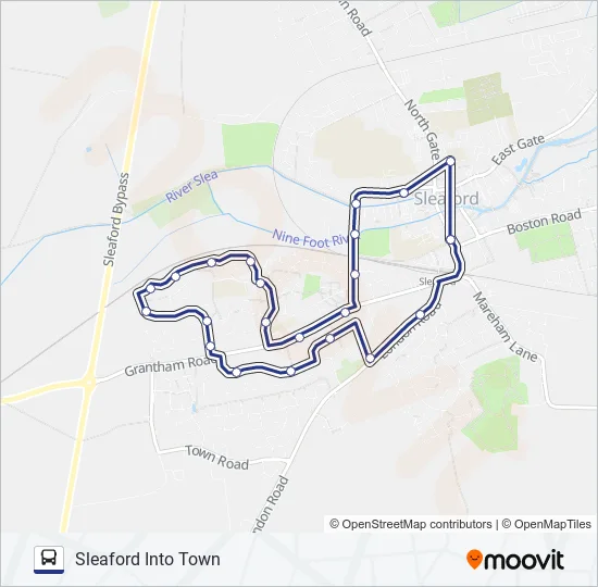 IT2|SLEAFORD INTO TOWN Bus Line Map