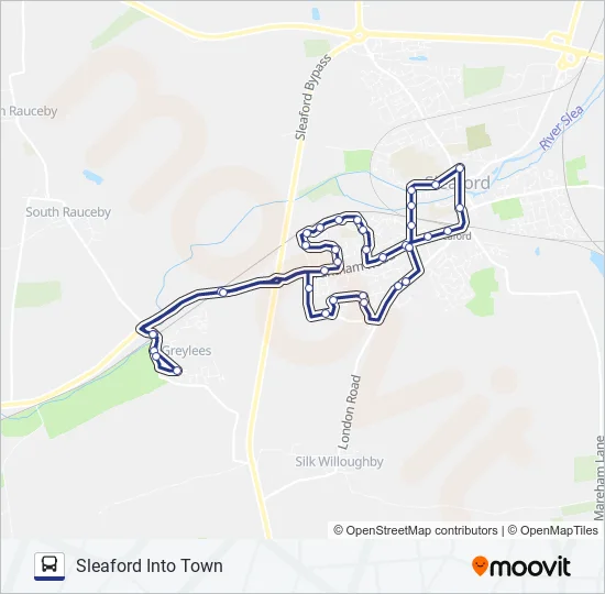 IT3|SLEAFORD INTO TOWN Bus Line Map