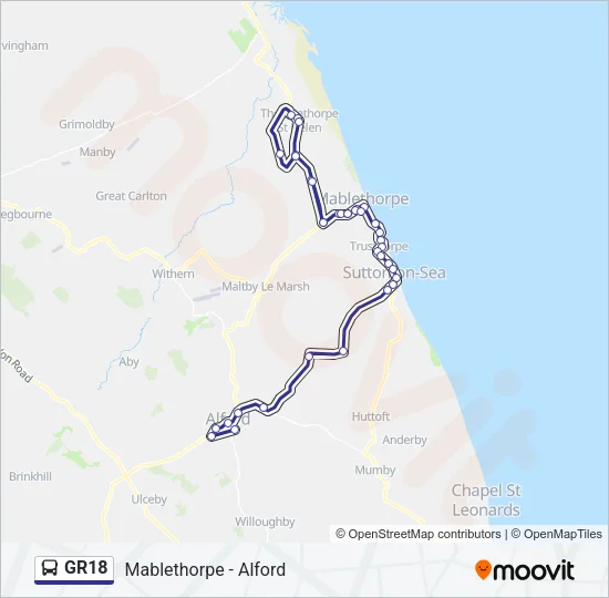 GR18 Bus Line Map
