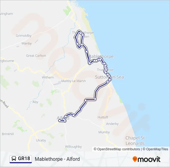 GR18 Bus Line Map