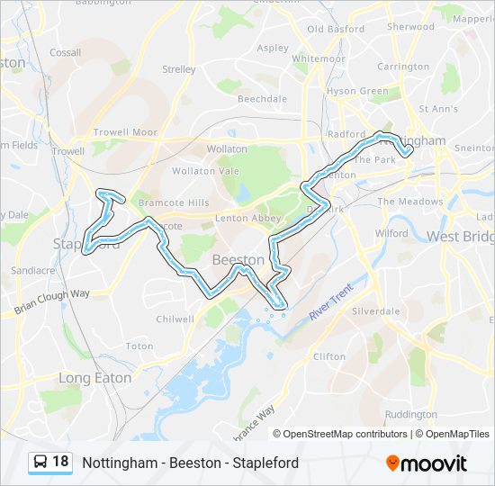 18 Route: Schedules, Stops & Maps - Nottingham (Updated)