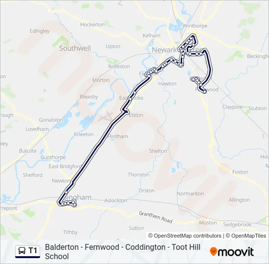 T1 Bus Line Map