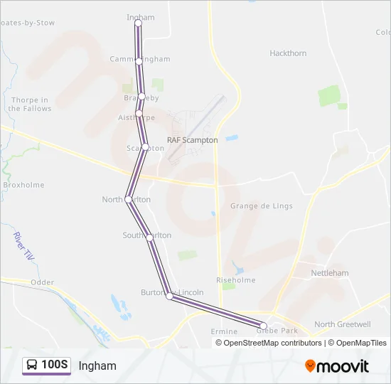 100S Bus Line Map
