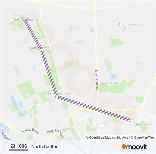 100S Bus Line Map