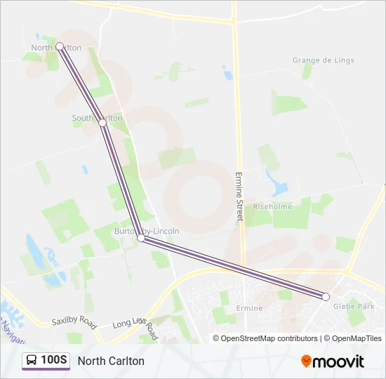 100S Bus Line Map