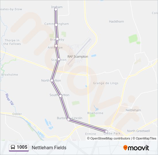 100S Bus Line Map