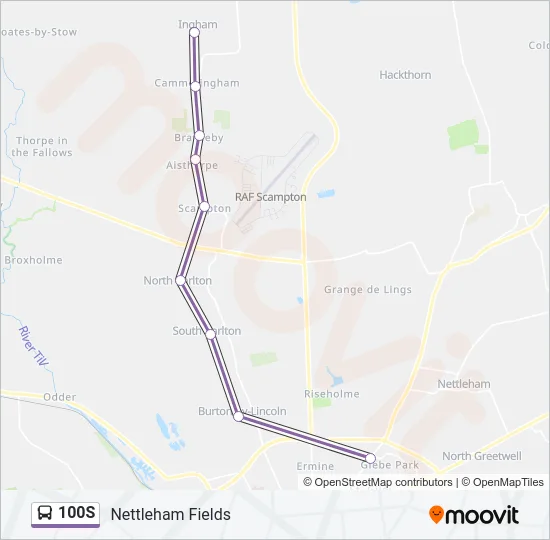 100S Bus Line Map