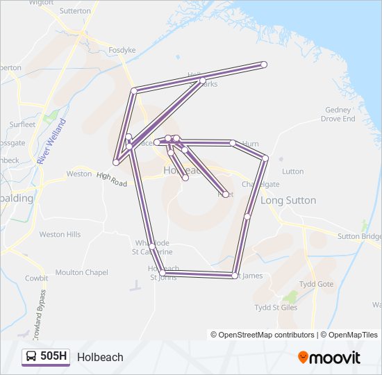 505H bus Line Map