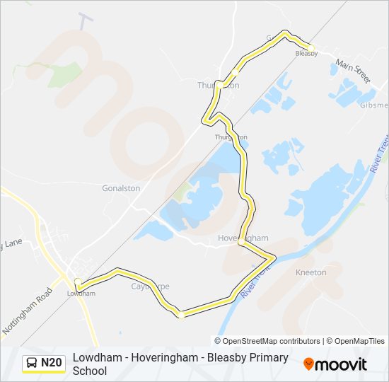 N20 Bus Line Map