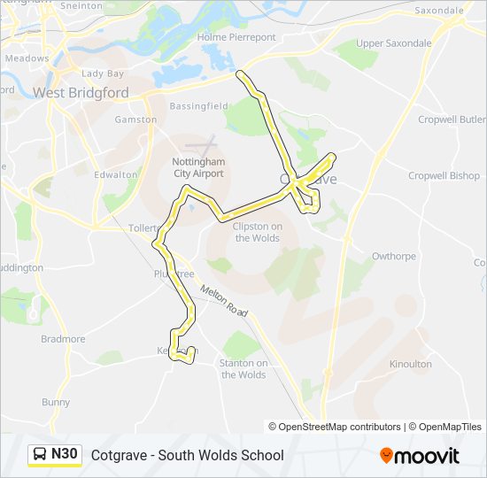 N30 Bus Line Map