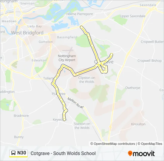 N30 Bus Line Map