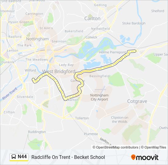 N44 Bus Line Map