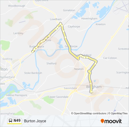 N49 Bus Line Map