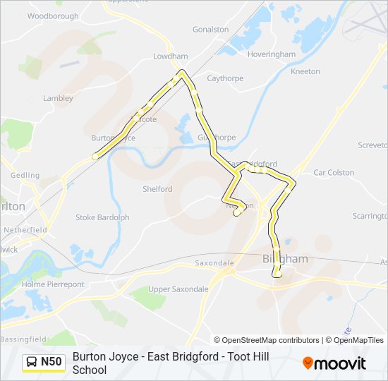 N50 Bus Line Map